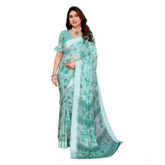 Traditional Women's Georgette Printed Saree With Blouse Piece