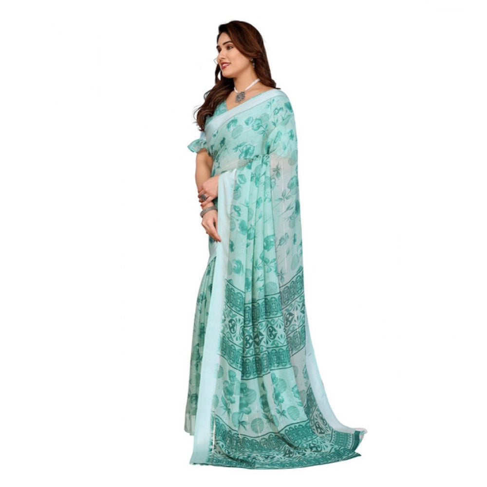 Traditional Women's Georgette Printed Saree With Blouse Piece