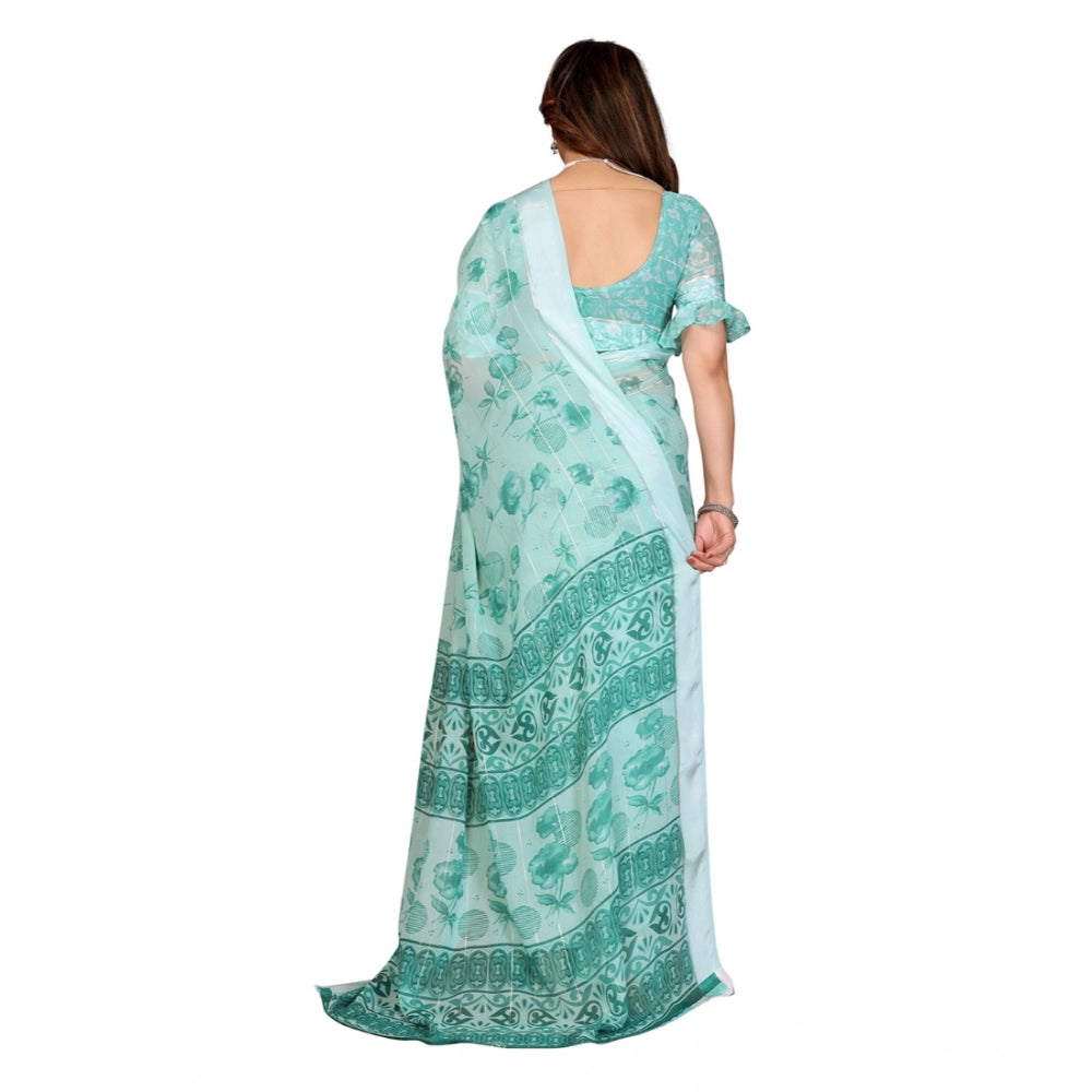 Traditional Women's Georgette Printed Saree With Blouse Piece