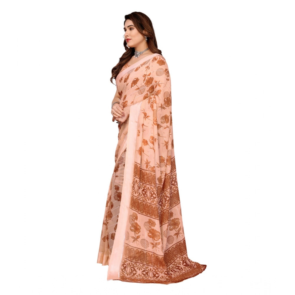 Traditional Women's Georgette Printed Saree With Blouse Piece