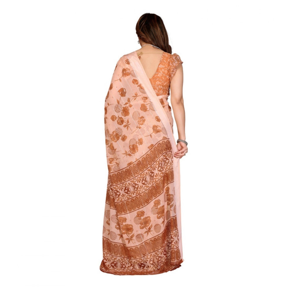 Traditional Women's Georgette Printed Saree With Blouse Piece