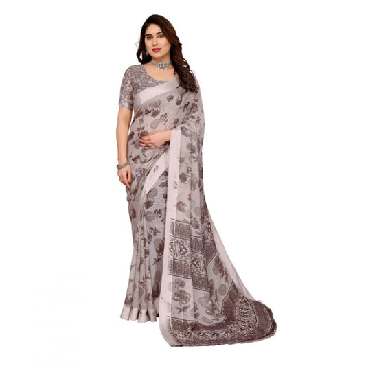 Traditional Women's Georgette Printed Saree With Blouse Piece