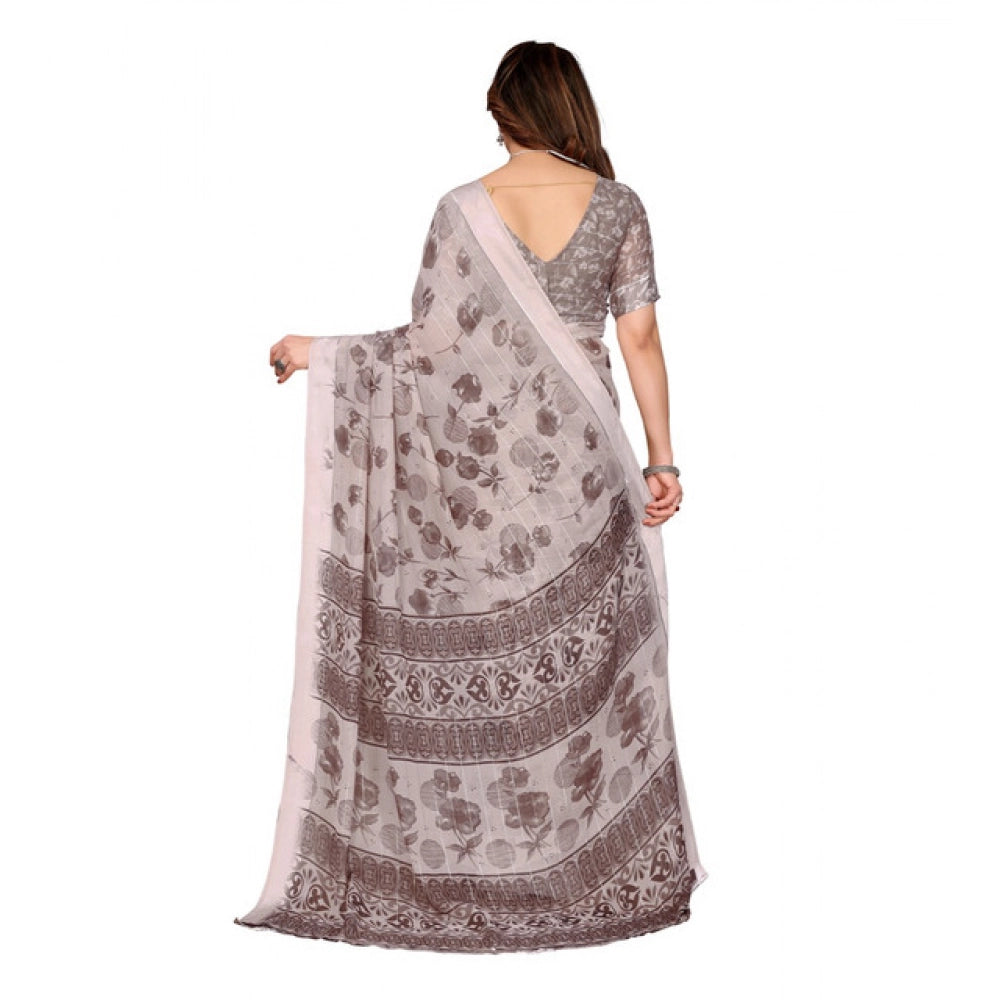 Traditional Women's Georgette Printed Saree With Blouse Piece