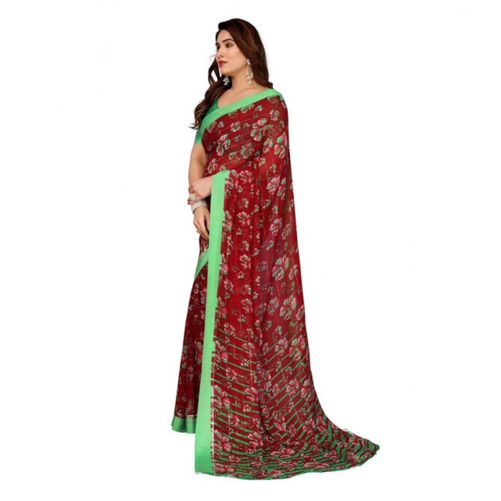 Traditional Women's Georgette Printed Saree With Blouse Piece