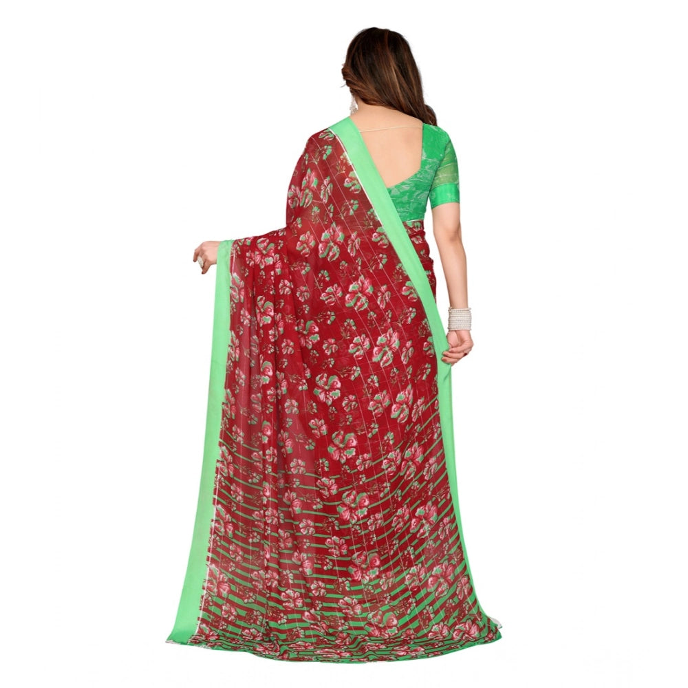 Traditional Women's Georgette Printed Saree With Blouse Piece