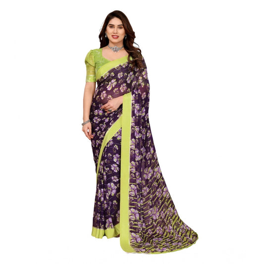 Delicate Women's Georgette Printed Saree With Blouse Piece