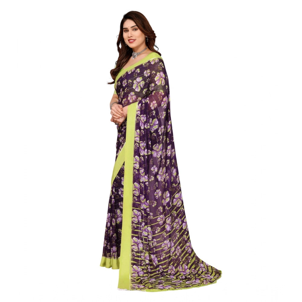 Delicate Women's Georgette Printed Saree With Blouse Piece