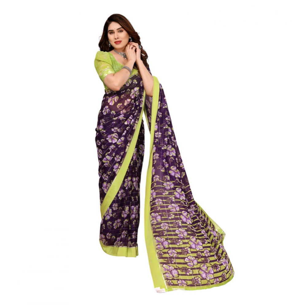 Delicate Women's Georgette Printed Saree With Blouse Piece