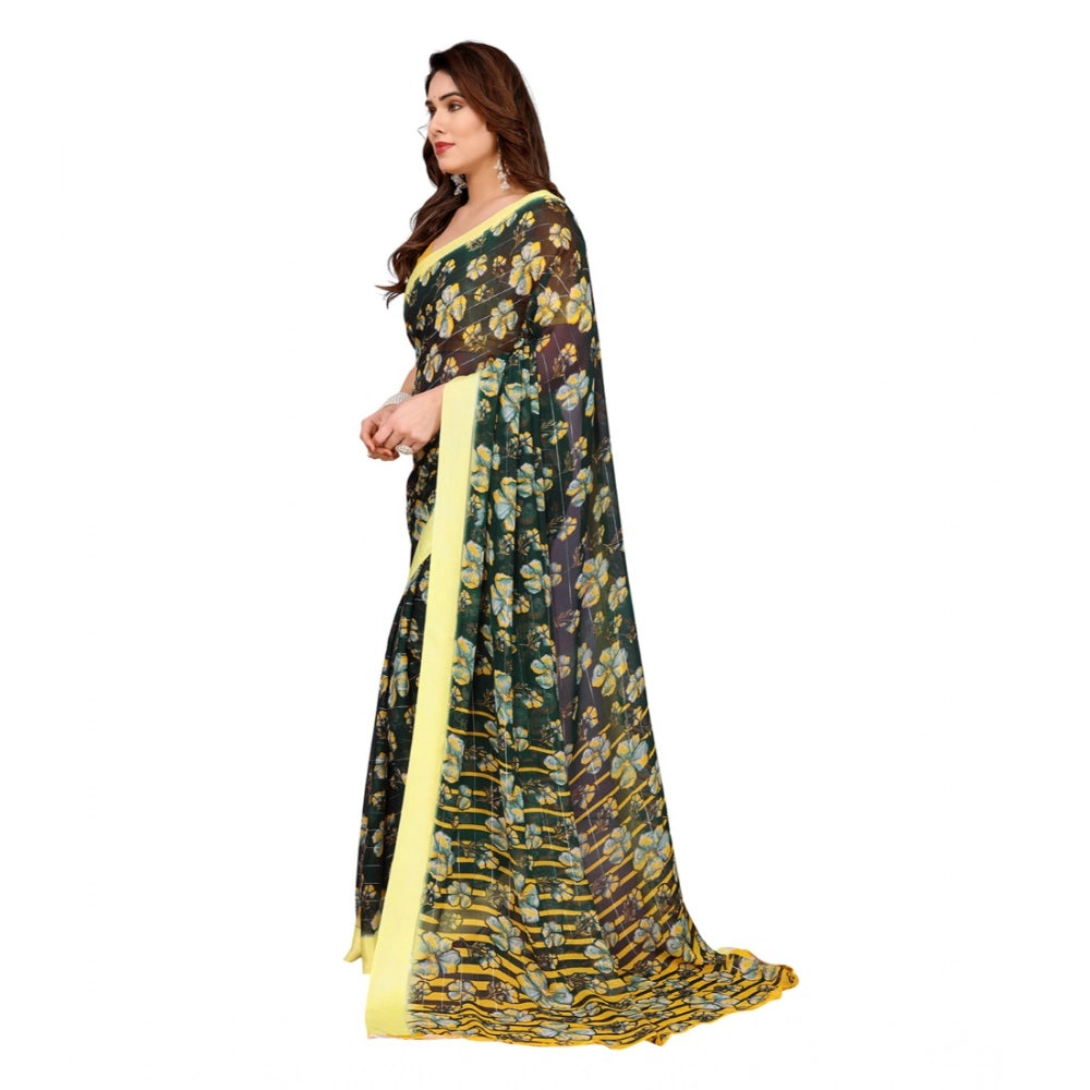 Delicate Women's Georgette Printed Saree With Blouse Piece
