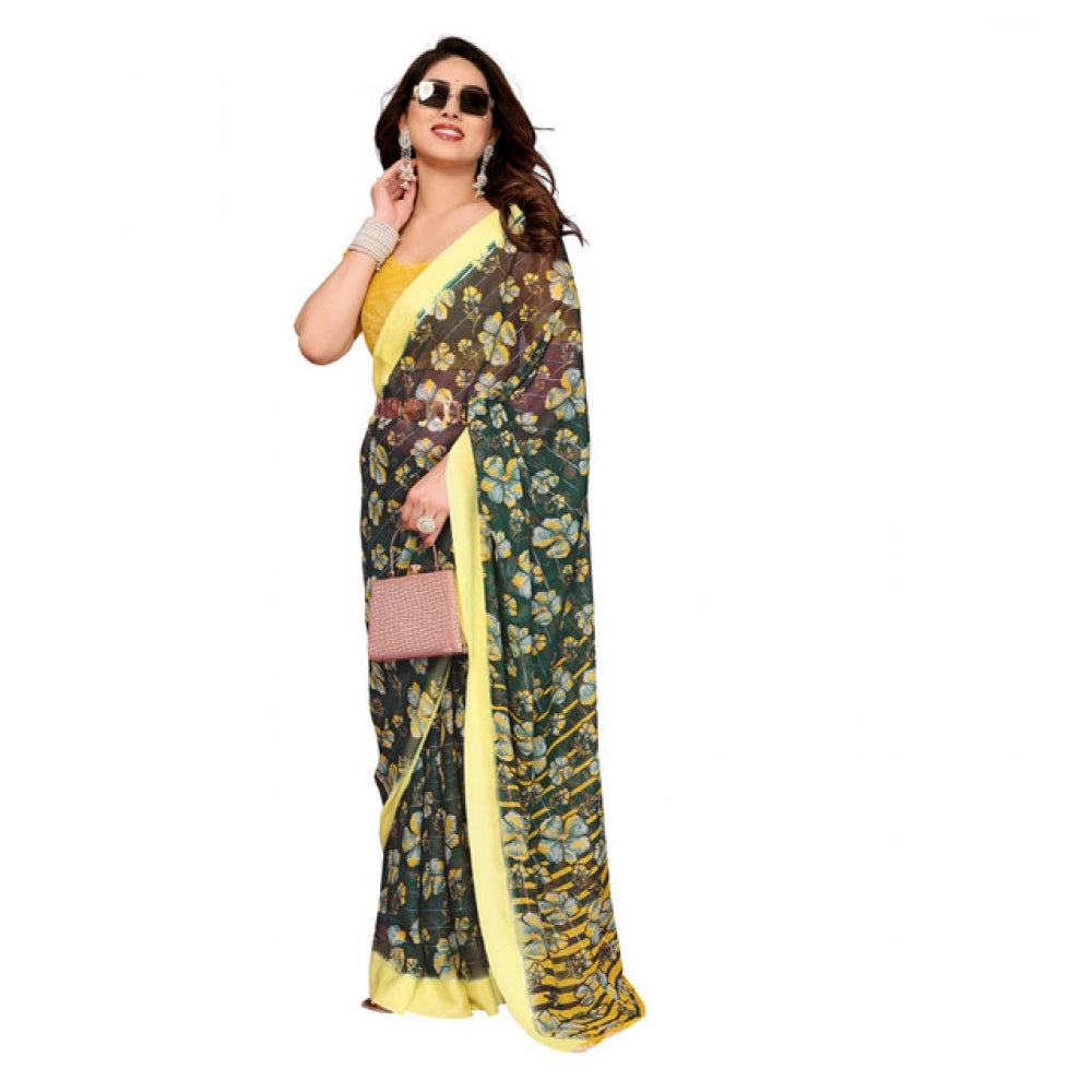 Delicate Women's Georgette Printed Saree With Blouse Piece