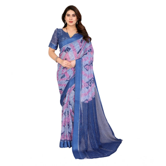 Delicate Women's Georgette Printed Saree With Blouse Piece