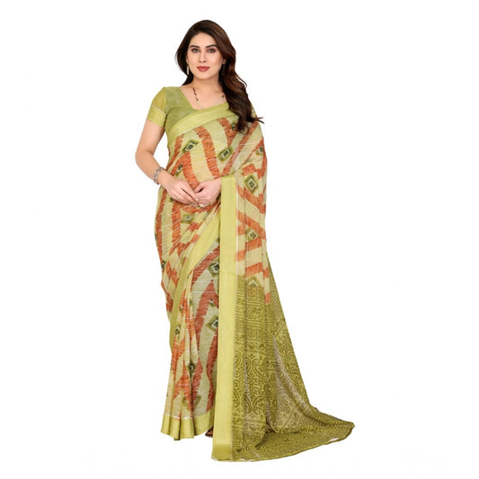 Delicate Women's Georgette Printed Saree With Blouse Piece