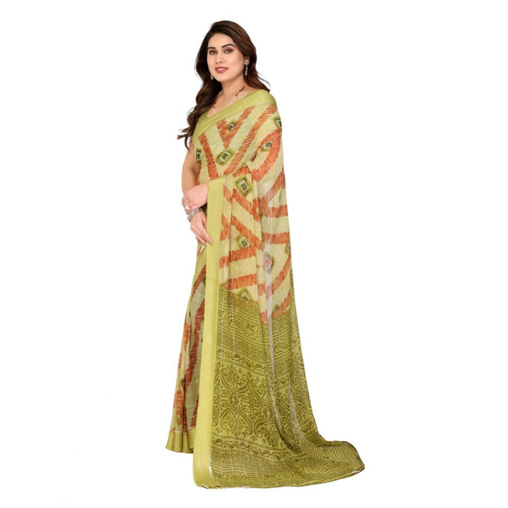 Delicate Women's Georgette Printed Saree With Blouse Piece