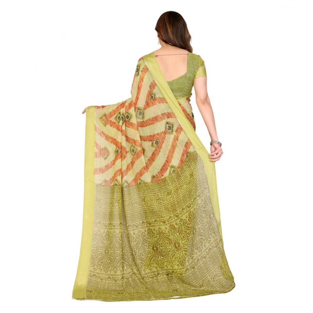 Delicate Women's Georgette Printed Saree With Blouse Piece