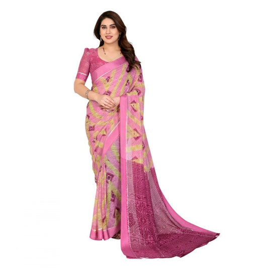Delicate Women's Georgette Printed Saree With Blouse Piece