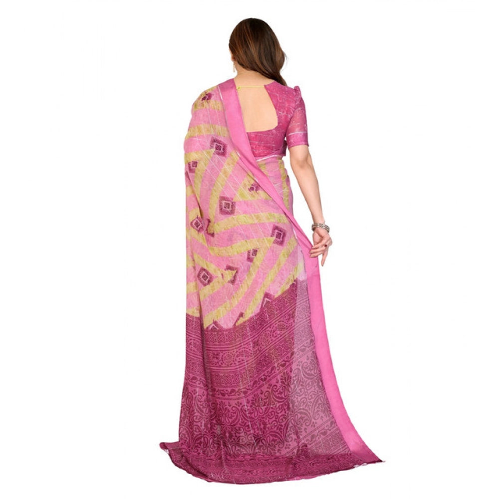 Delicate Women's Georgette Printed Saree With Blouse Piece