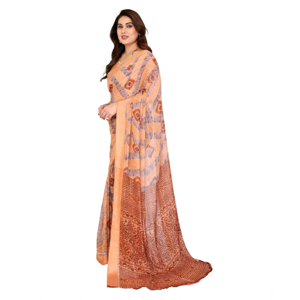 Delicate Women's Georgette Printed Saree With Blouse Piece