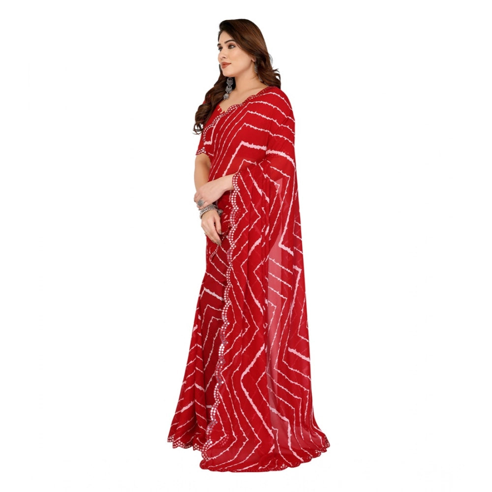 Delicate Women's Georgette Printed Saree With Blouse Piece