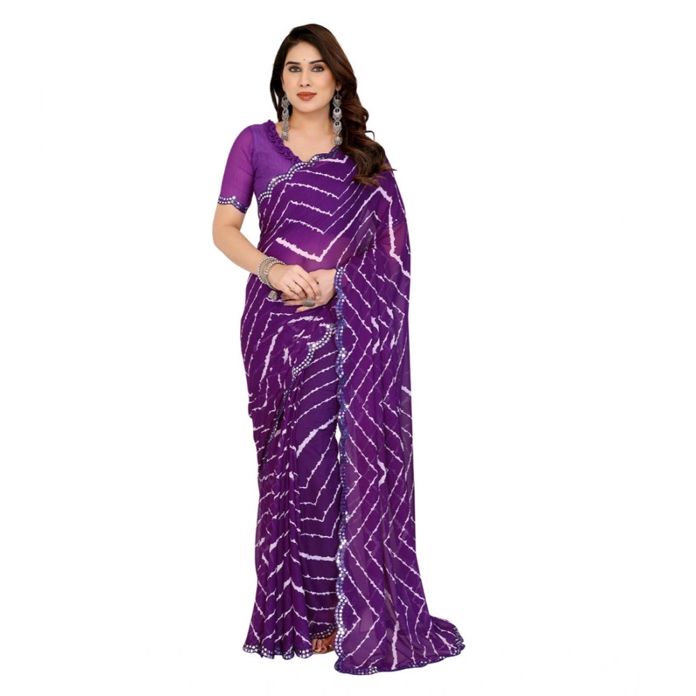 Delicate Women's Georgette Printed Saree With Blouse Piece