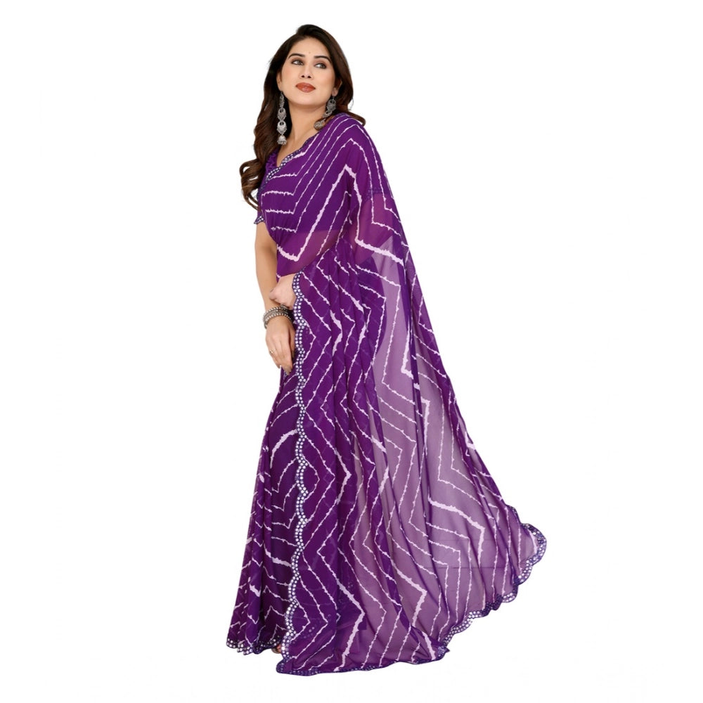Delicate Women's Georgette Printed Saree With Blouse Piece