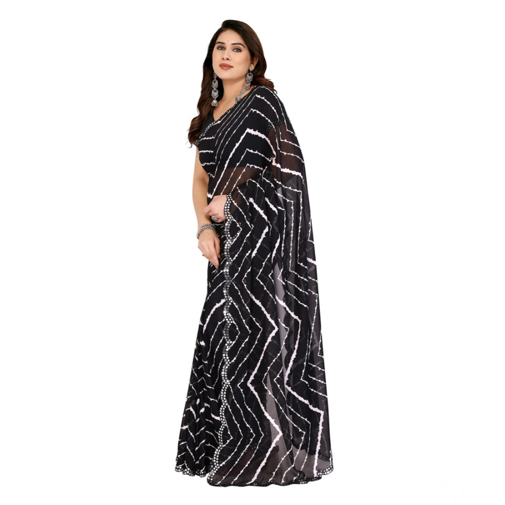 Delicate Women's Georgette Printed Saree With Blouse Piece