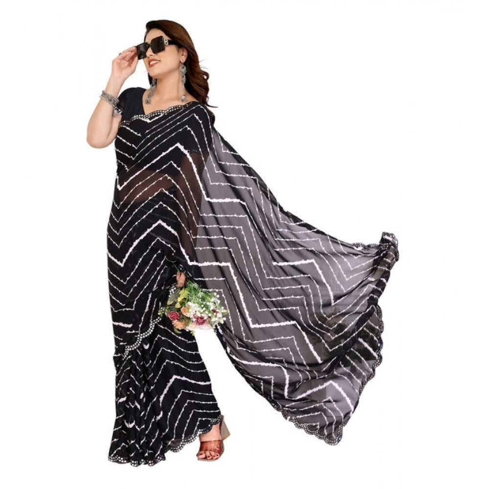 Delicate Women's Georgette Printed Saree With Blouse Piece