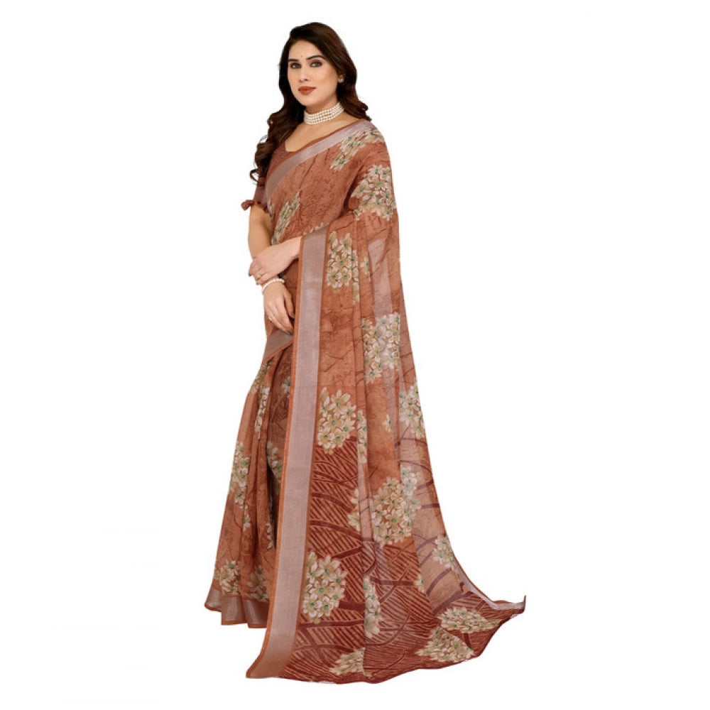 Delicate Women's Georgette Printed Saree With Blouse Piece