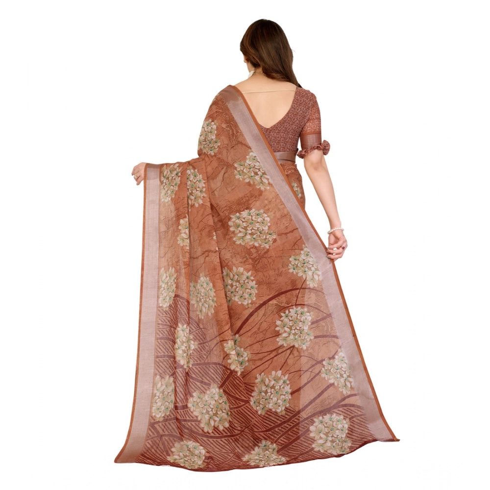 Delicate Women's Georgette Printed Saree With Blouse Piece