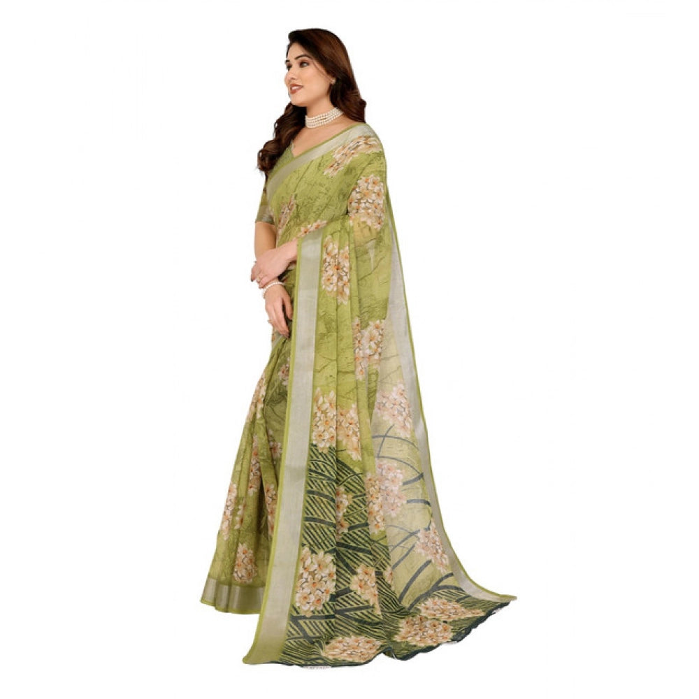 Delicate Women's Georgette Printed Saree With Blouse Piece