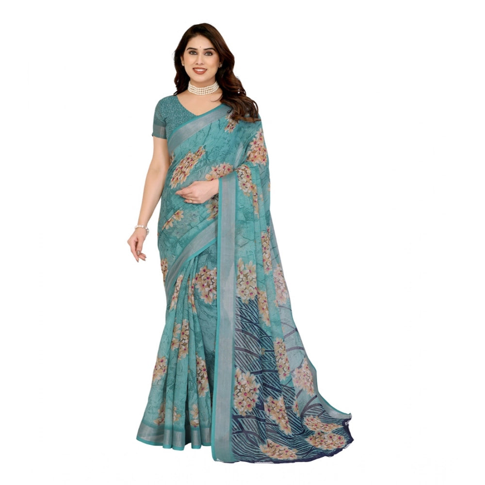 Delicate Women's Georgette Printed Saree With Blouse Piece