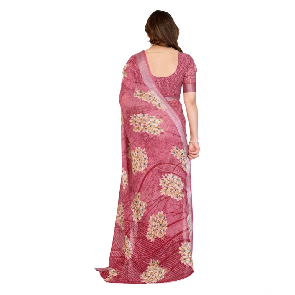 Precious Women's Georgette Printed Saree With Blouse Piece
