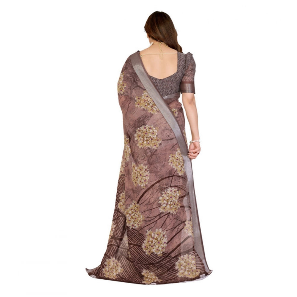 Precious Women's Georgette Printed Saree With Blouse Piece