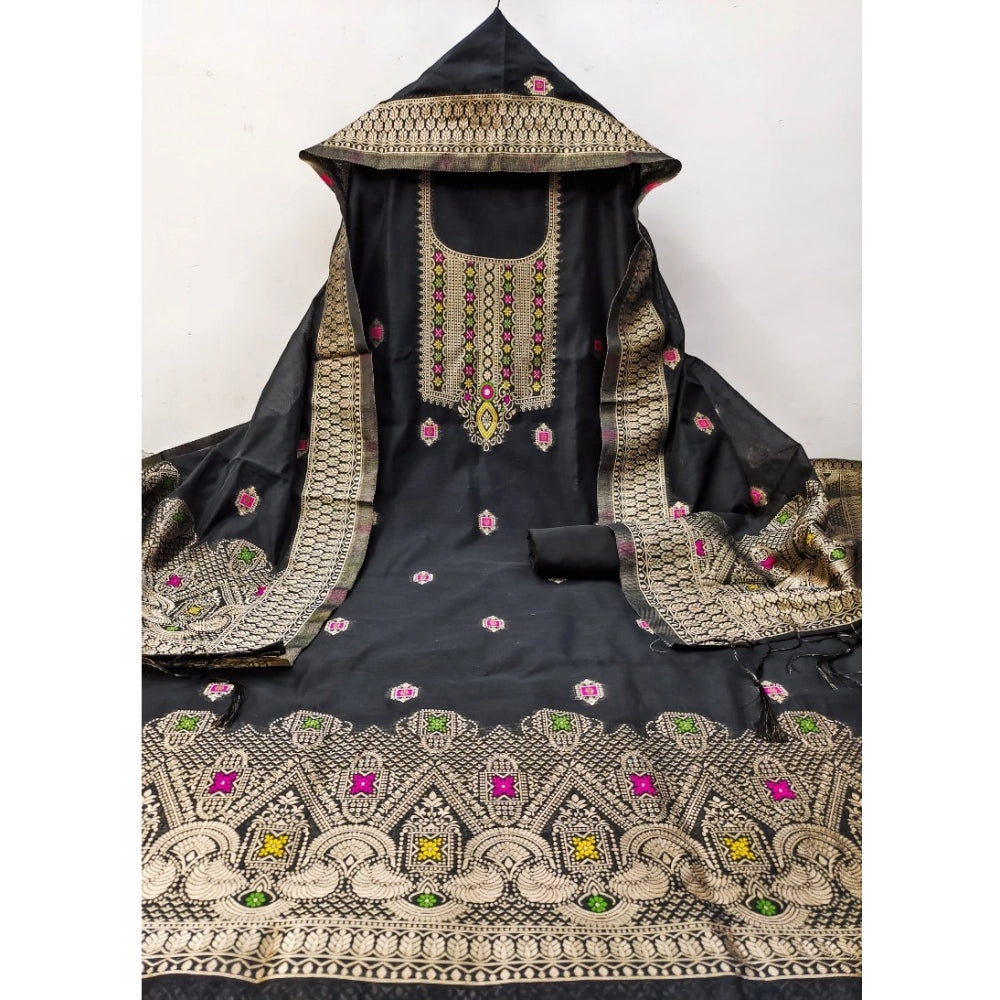 Wonderful Women's Banarasi Silk Printed Unstitched Salwar Suit Dress Material With Dupatta