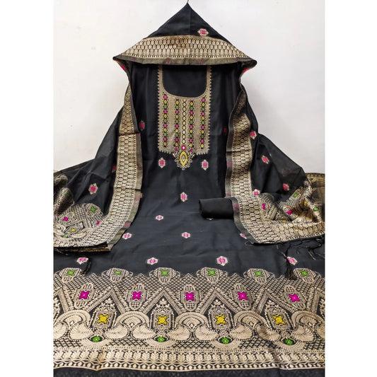 Wonderful Women's Banarasi Silk Printed Unstitched Salwar Suit Dress Material With Dupatta