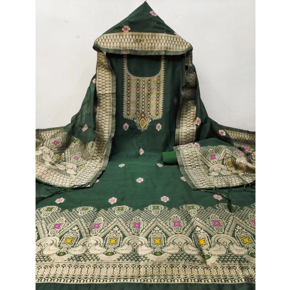 Wonderful Women's Banarasi Silk Printed Unstitched Salwar Suit Dress Material With Dupatta