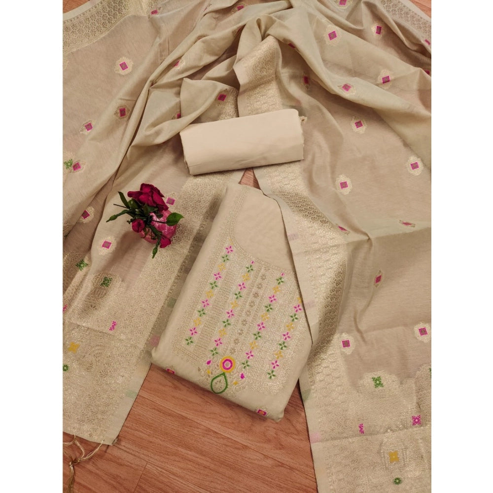 Wonderful Women's Banarasi Silk Printed Unstitched Salwar Suit Dress Material With Dupatta