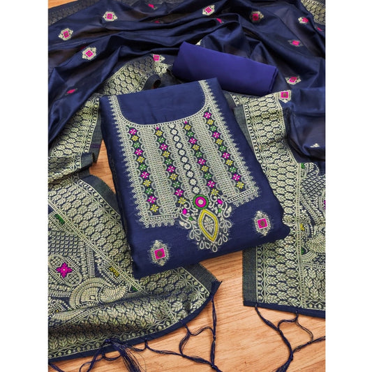 Wonderful Women's Banarasi Silk Printed Unstitched Salwar Suit Dress Material With Dupatta