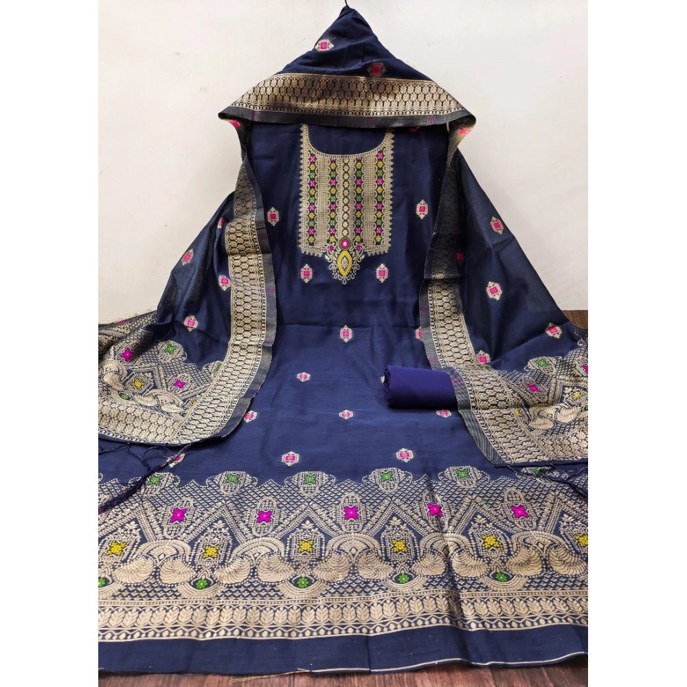 Wonderful Women's Banarasi Silk Printed Unstitched Salwar Suit Dress Material With Dupatta