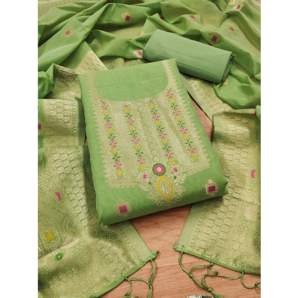 Wonderful Women's Banarasi Silk Printed Unstitched Salwar Suit Dress Material With Dupatta