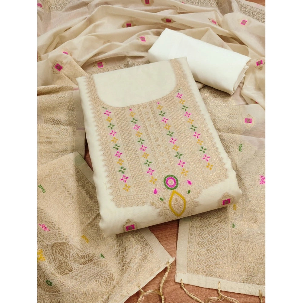 Wonderful Women's Banarasi Silk Printed Unstitched Salwar Suit Dress Material With Dupatta