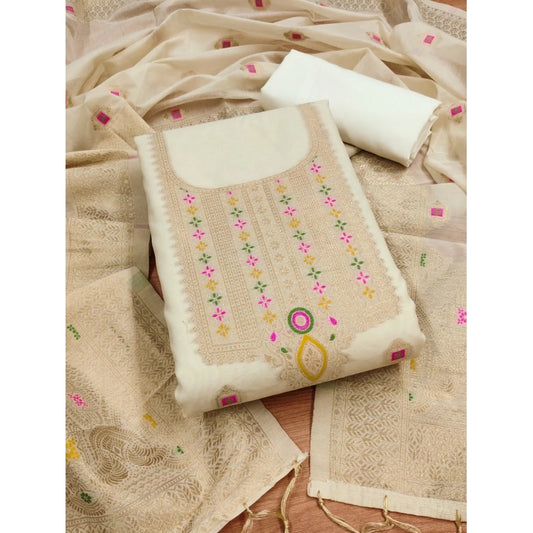 Wonderful Women's Banarasi Silk Printed Unstitched Salwar Suit Dress Material With Dupatta