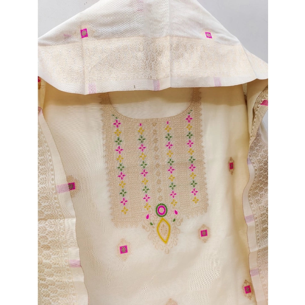 Wonderful Women's Banarasi Silk Printed Unstitched Salwar Suit Dress Material With Dupatta