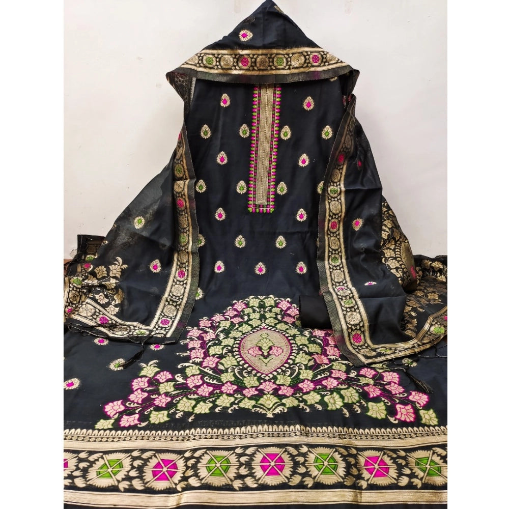 Wonderful Women's Banarasi Silk Printed Unstitched Salwar Suit Dress Material With Dupatta