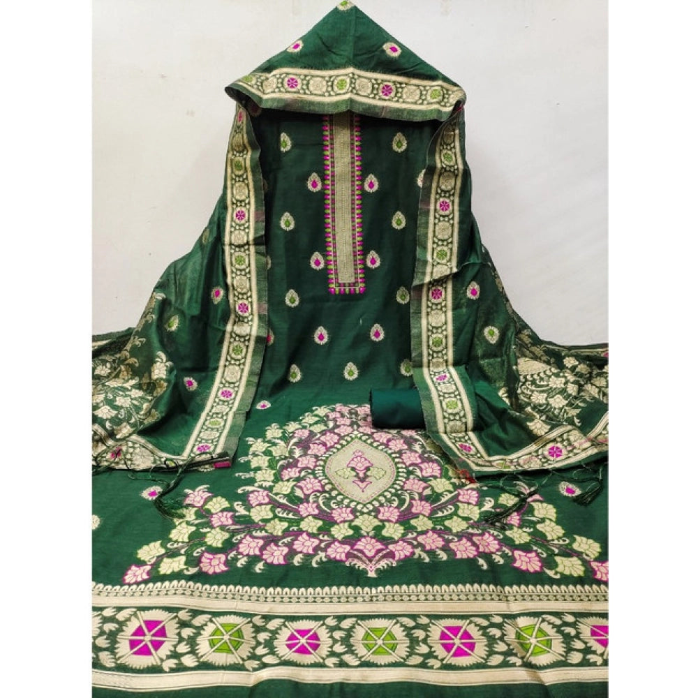Wonderful Women's Banarasi Silk Printed Unstitched Salwar Suit Dress Material With Dupatta