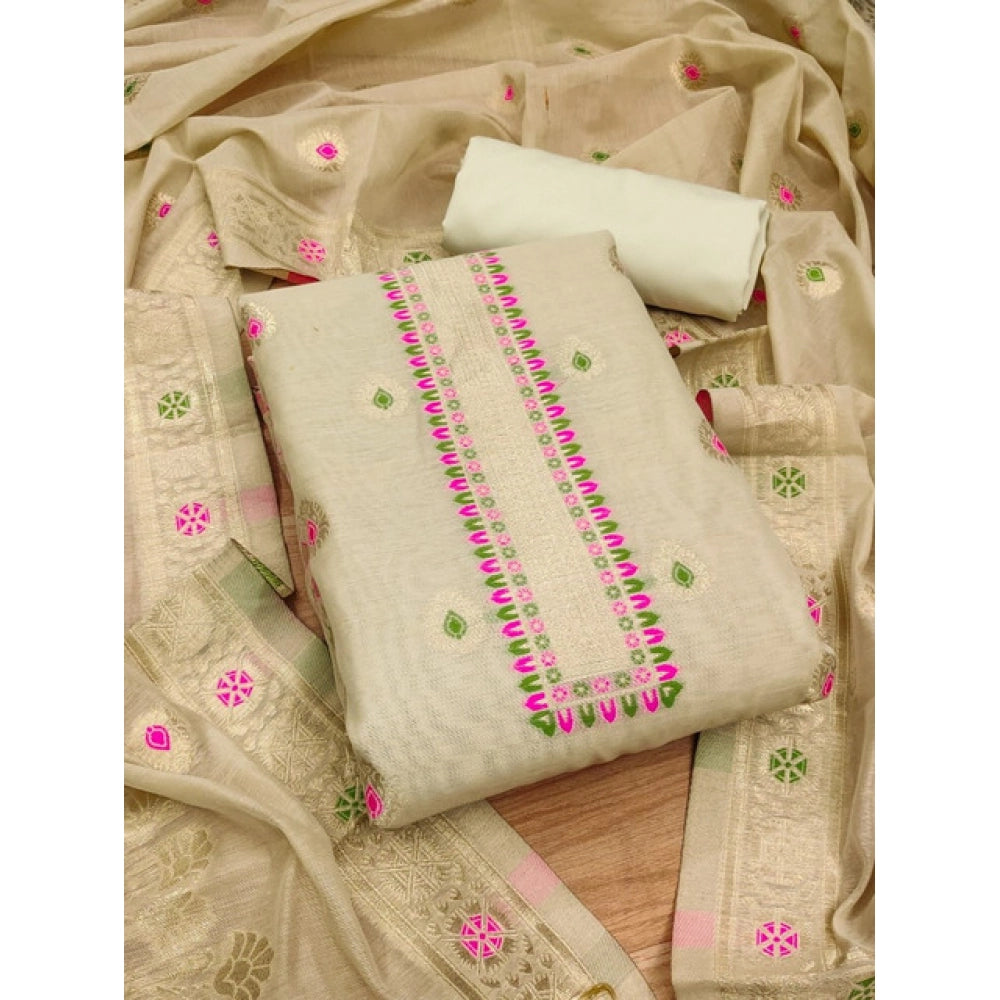 Wonderful Women's Banarasi Silk Printed Unstitched Salwar Suit Dress Material With Dupatta