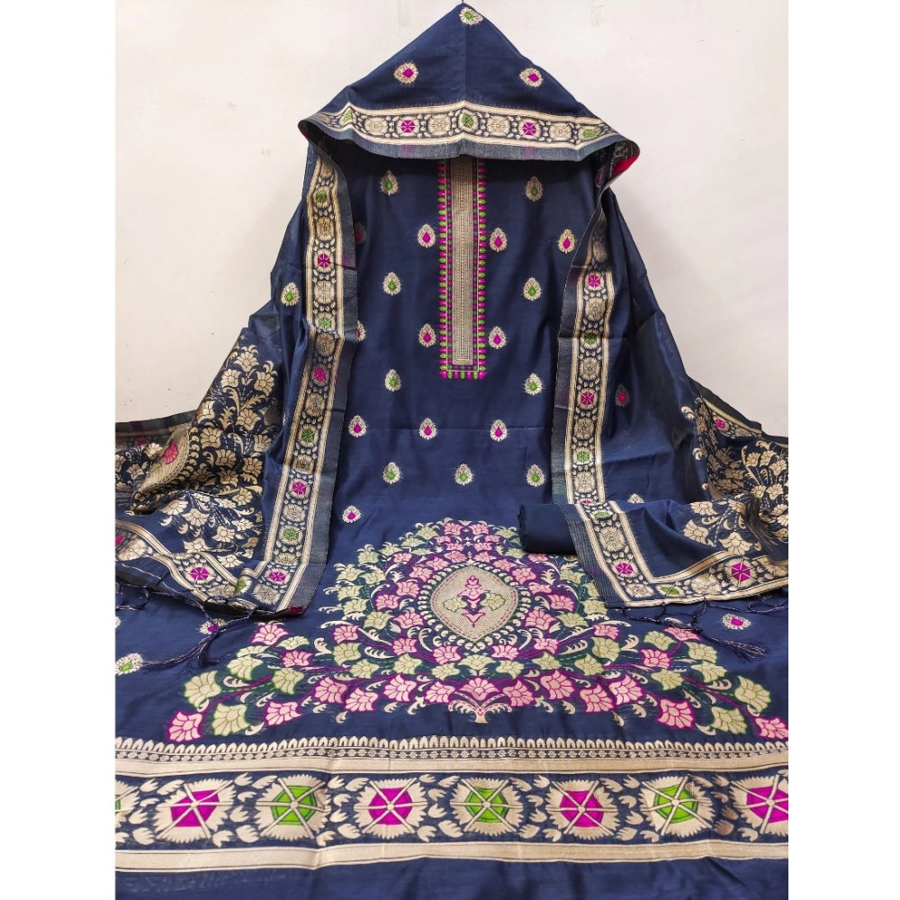 Wonderful Women's Banarasi Silk Printed Unstitched Salwar Suit Dress Material With Dupatta