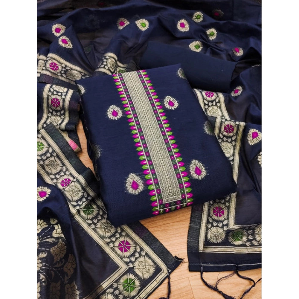 Wonderful Women's Banarasi Silk Printed Unstitched Salwar Suit Dress Material With Dupatta