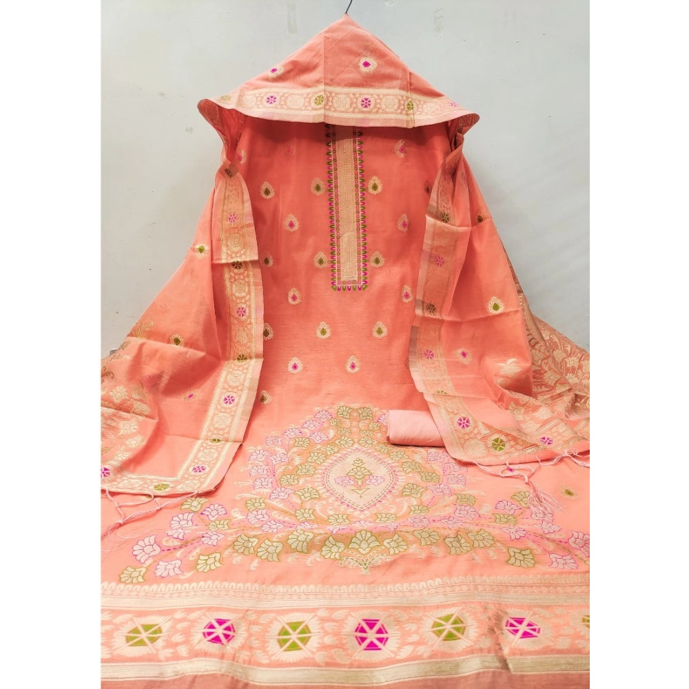Wonderful Women's Banarasi Silk Printed Unstitched Salwar Suit Dress Material With Dupatta