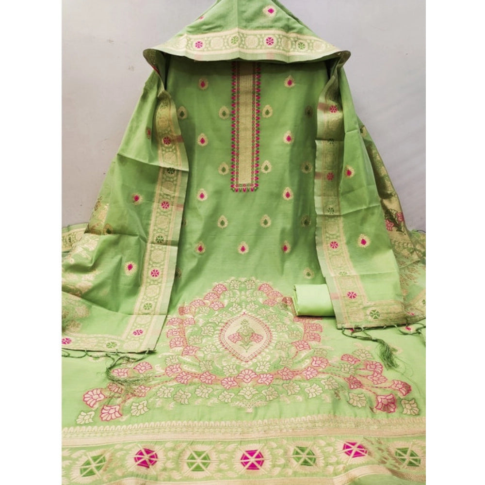 Wonderful Women's Banarasi Silk Printed Unstitched Salwar Suit Dress Material With Dupatta