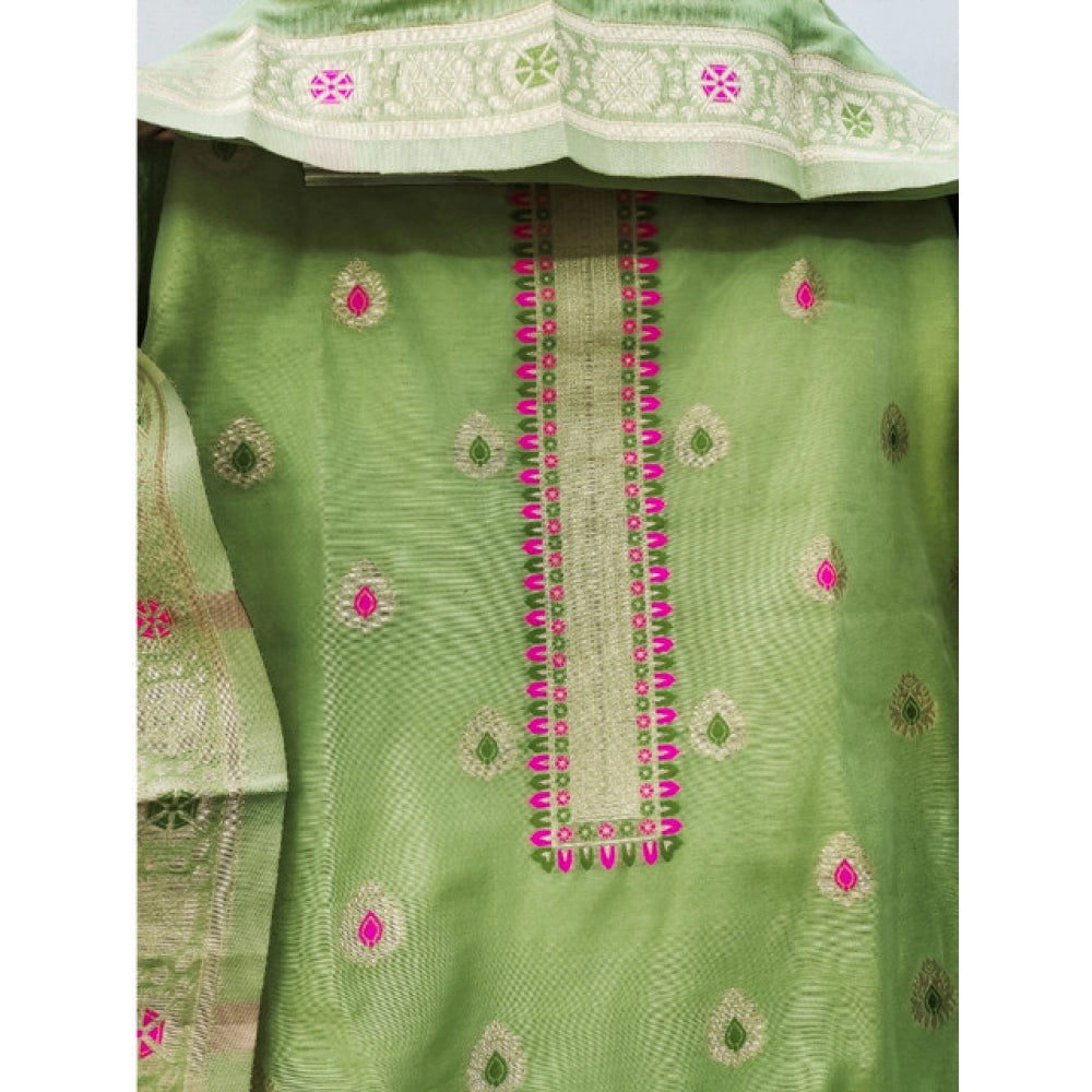 Wonderful Women's Banarasi Silk Printed Unstitched Salwar Suit Dress Material With Dupatta